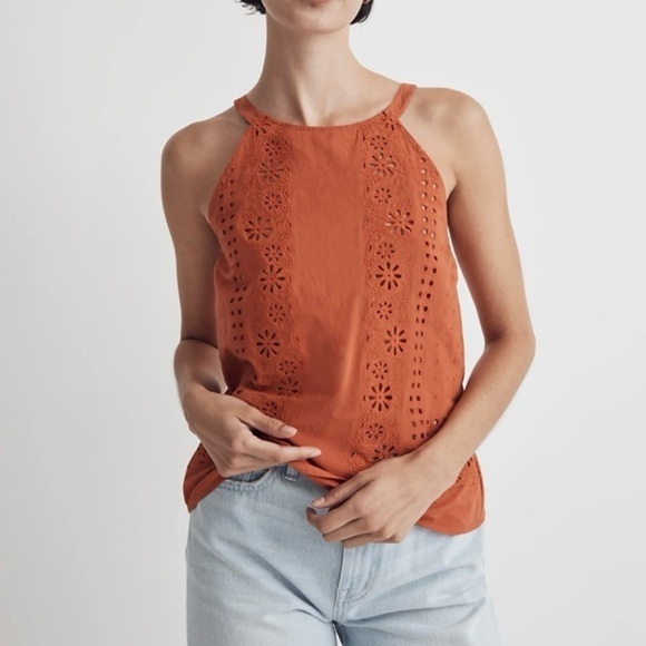 Madewell Eyelet A-Line Halter Top - Picture 1 of 9
